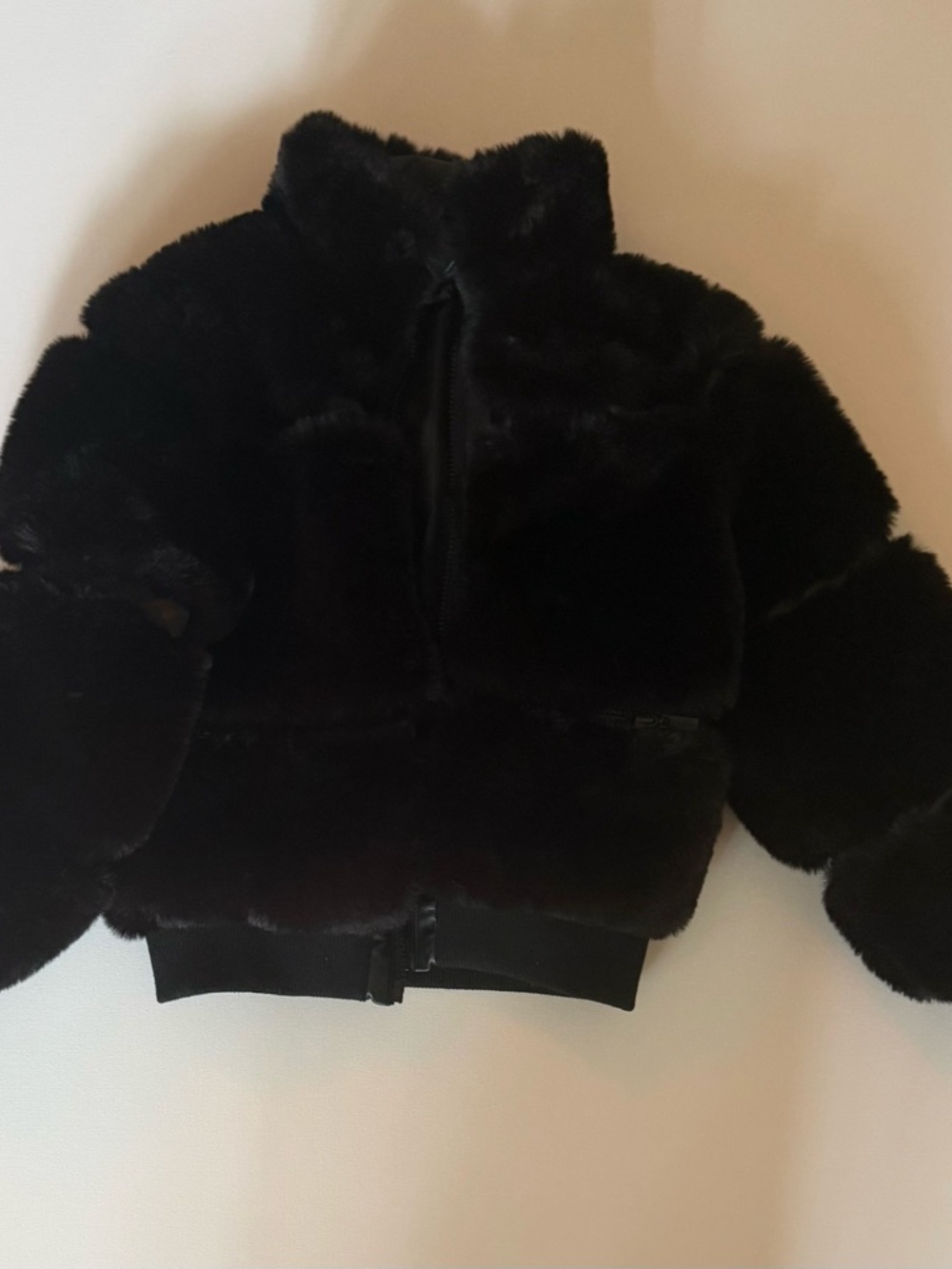 FUN & FUN Girls Black Faux Fur Faux Leather Bomber Jacket Size 38 / 12Y